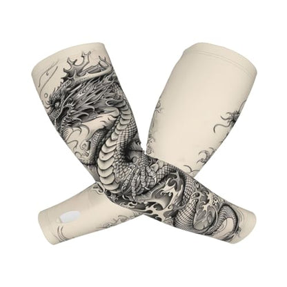 Cooling Arm Sleeves Cover Summer Sun Protection Arm Sleeves For Men Women Baseball Cycling Golf Running - color: Dragon 26