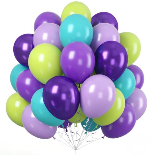 Paready Purple Green Balloons, 60 Pcs Party Balloons for Monster Birthday - color: Purple Green