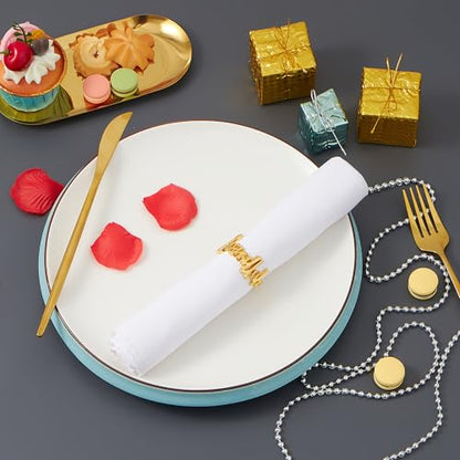 APTWOW Bismillah Letter Napkin Rings Set of 12 - Gold Metal Eid Mubarak Napkin Holder, Ramadan Napkin Rings for Ramadan Banquet Party Dining Table Decoration