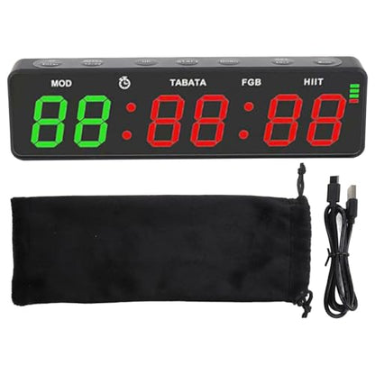 Socobeta Gym Timer Rechargeable Workout Interval Clock with Stopwatch for Home Garage Fitness and Boxing Training