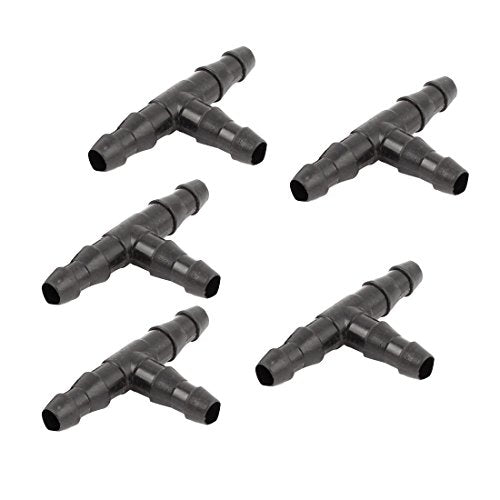 uxcell Plastic Fish Tank 3 Way Tee Adapters Aquarium Air Tubing Connectors 5 Pcs Black