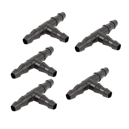 uxcell Plastic Fish Tank 3 Way Tee Adapters Aquarium Air Tubing Connectors 5 Pcs Black
