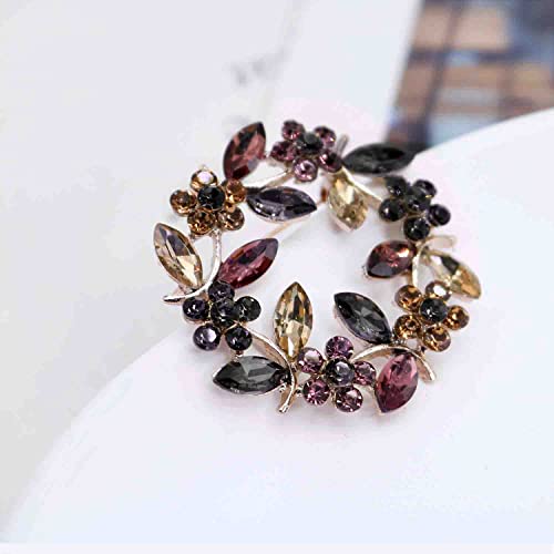 Crystal Pearl Flower Brooches Pins Fashion Beautiful Created Rhinestone Floral Brooch Good Idea for Party Dance Wedding Banquet for Elegant Women Girl - color: Olive Branch Wreath