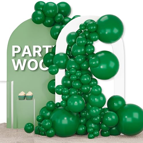 PartyWoo Dark Green Balloons 155pcs Emerald Hunter Forest Green Color - color: Dark Green-y56, size: 5/10/12/18 inch