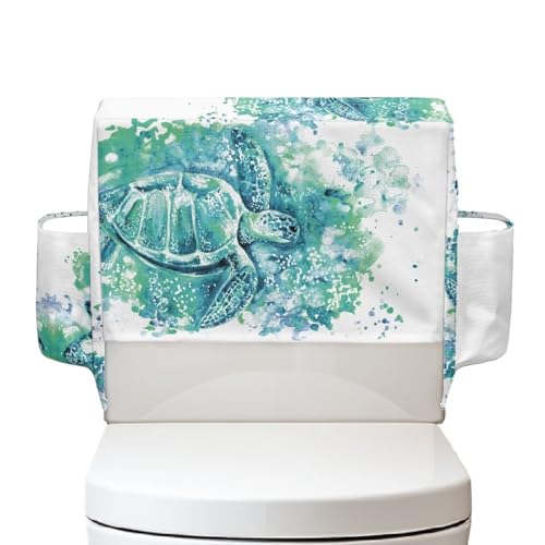 Toilet Tank Cover Replacement with Storage Bag Washable Stain Resistant Toilet Top Covers 1 Pcs for Home Bathroom Decoration, Sea Turtle - color: Sea Turtle