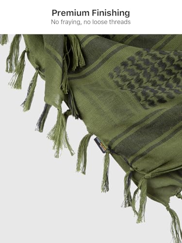 FREE SOLDIER Scarf Military Shemagh Tactical Desert Keffiyeh Head Neck Scarf Arab Wrap with Tassel for Men Women - color: Army Green