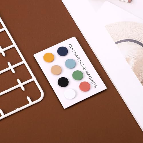 8pcs Hijab Magnetic Pins, Strong Hijab Magnets Multi-Purpose Colorful Magnetic Scarf Clasp Pinless Brooch Hijab Pins Buttons for Women Clothing Dress Scarves (Matte)