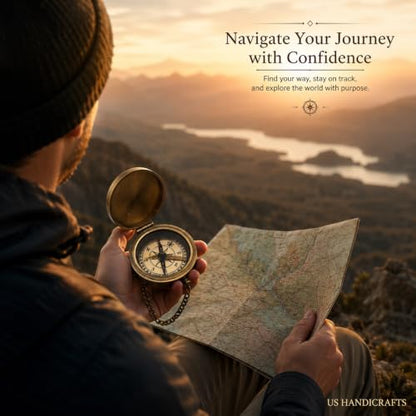 Compass with Stamped Wooden Case - style: Style 1
