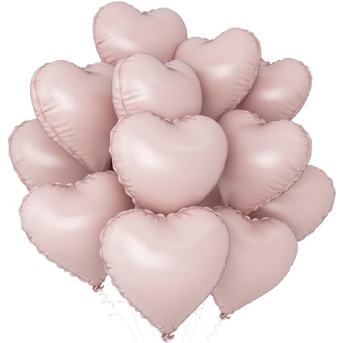 Baby Pink Heart Foil Balloons,12Pcs 18Inch Heart Shaped Balloons - color: Baby Pink