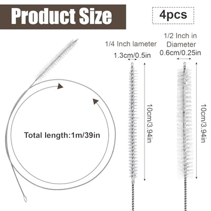 Hecila 40 Inches Long Flexible Tube Cleaning Brush Long Pipes Cleaners Straw Tube Cleaner Brushes for Cleaning Straw with Nylon Bristles for Keg Lines Ice Maker Tubing Juicers Coffee Machines
