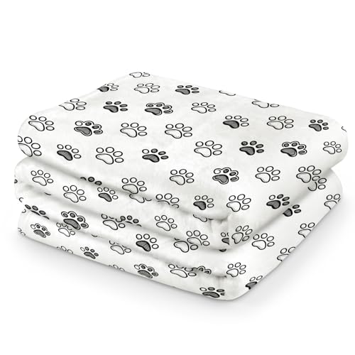 Dog Blanket, Puppy Blanket, Pet Blanket, Puppy Blankets for Small Medium Dogs, Soft Cozy Paw Print Throw Blanket for Pets, Cute Paw Pattern Dog Bed Blanket, 50 x 60 Inch - color: Paw Print, size: 50*60IN