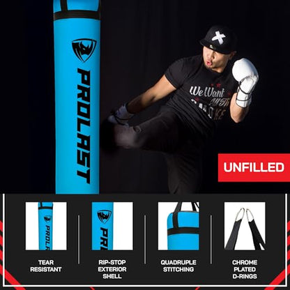Heavy Punching Kicking Bag for Adults, Boxing, MMA, Martial Arts, Muay Thai, Strength Training Equipment, Filled/Unfilled, 6ft, 150 lbs, Special Edition Logo - color: Blue / Black, size: Unfilled