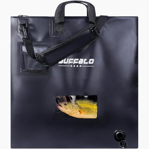 Fish Tournament Weigh in Bag for Bass Fishing, Heavy Duty Fish Bag for Caught Fish Waterproof,Leakproof,Puncture Resistant - color: Black-25×23in Upgraded