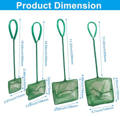 BokWin Multi-Size Small Fish Net, 4 Pack Bait Fish Net,for Aquarium, Fishes Tank, Pond (3inch 4inch 5inch 6inch)