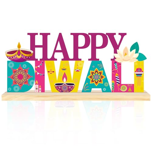 Metal Happy Diwali Sign Decorations for Home Party Shelf Mantel - style: Diwali