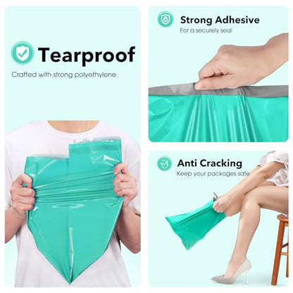 Fuxury Poly Mailers 10x13 100 Pcs Teal Shipping Envelopes, Self-Sealing Envelopes, Boutique Custom Bags, Enhanced Durability Multipurpose Envelope, Keep Items Safe & Protected | Strong Adhesive Packaging Mailers Poly Bag,Waterproof Self Seal Mailing Envel