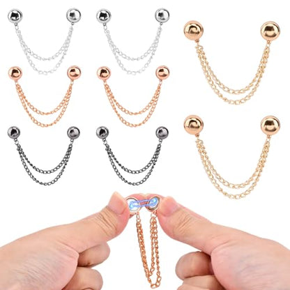 8Pcs Magnetic Clothing Clips with Chain, Multi-Function Magnetic Clothing Clips for Women Clothes Sleeves, Blouses, T Shirt, Pants(Color:Gold+Silver+Black+Rose Gold)