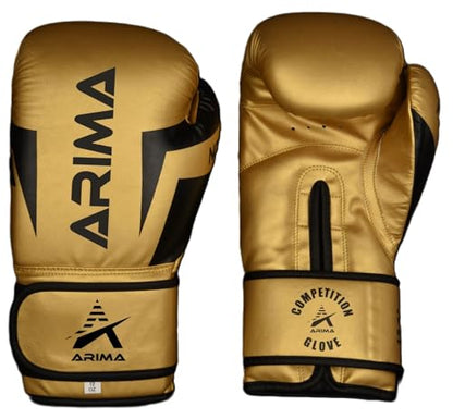 Boxing Gloves - Premium PU Leather, Heavyweight - Ideal for Boxing, Kickboxing, Muay Thai & Fitness Training - color: Gold, size: 12 oz.