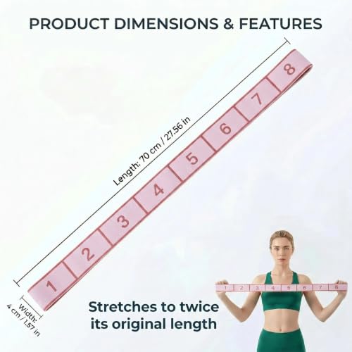 Resistance Bands for Legs: 8-Section Stretching Strap Yoga Strap with Loops | Stretch Bands for Exercise, Elastic Band Stretch Strap for Glutes Physical Therapy, Dance Flexibility Home Pilates Equipment - color: Pink