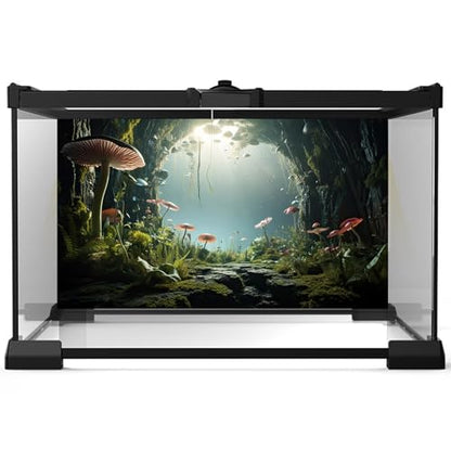 Aquarium Background Foggy Stone Mushroom Moss Aquarium Backdrop Mysterious Green Plants Cave Scenery Aquarium Background Durable Reptile Habitat Terrarium Background Tank Backdrop Vinyl 24x12in - color: Brown_Green, size: 24(W)x12(H)inches/ 60(W)*30cm(H)