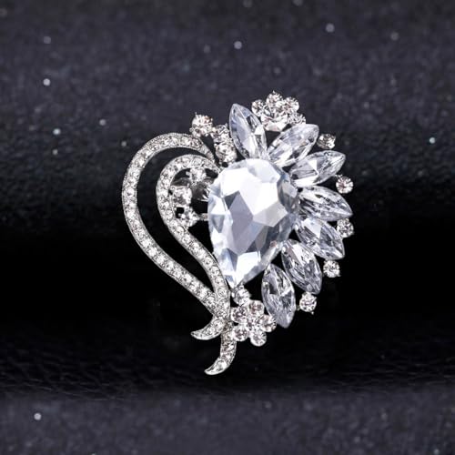 Ezing 4 Pieces Lot Large Big Silver Gold Plated Assorted Crystal Rhinestones Brooch Pins Set - color: C