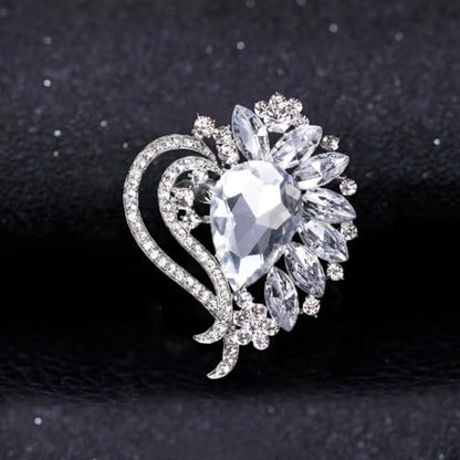 Ezing 4 Pieces Lot Large Big Silver Gold Plated Assorted Crystal Rhinestones Brooch Pins Set - color: C
