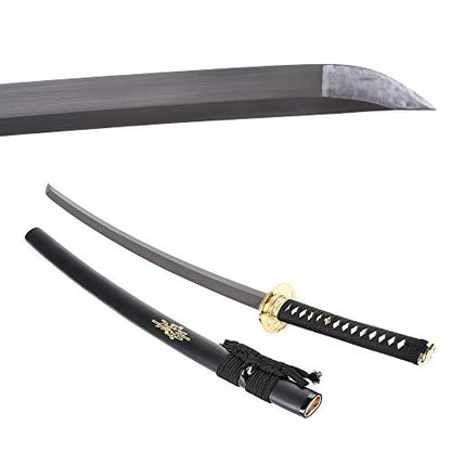siwode Katana Handmade Full Tang Sharp, Alloy Tsuba Japanese Samurai Sword High Carbon Steel 1060,T10 1095, 40-Inch - color: Golden Skull
