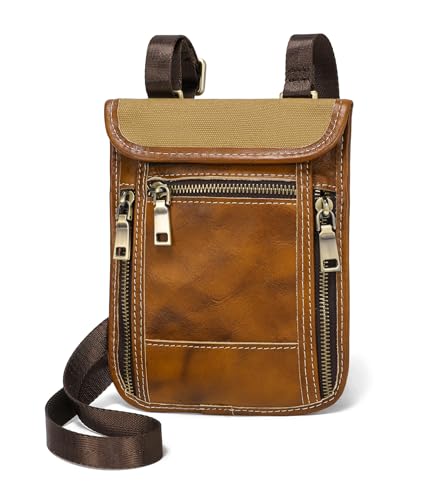 LANNSYNE Full Grain Leather Travel Wallet, Leather Cell Phone Belt Bag, Waist Pack Pouch, Neck Wallet Travel Pouch and Passport Holder for Men and Women Keep Valuables Safe - color: Yellow