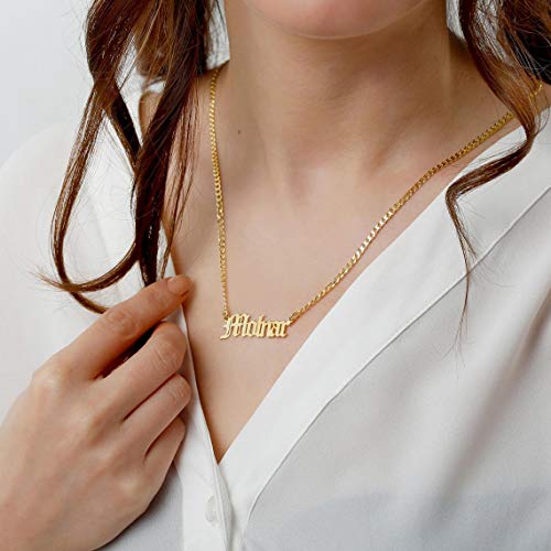 Custom Name Necklace, 18K Gold Plated Nameplate Personalized Jewelry Gift for Women - color: Style-02
