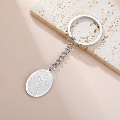 Dreamtimes St. Sebastian Medal Keychain for Men Women Stainless Steel Religious Saint Patron of Athletes Catholic Keychain - style: Basketball-s