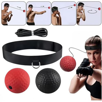 pureza 2PCS Boxing Reflex Ball - Hand-Eye Coordination Training Ball with Adjustable Headband for All Ages - MMA Gear