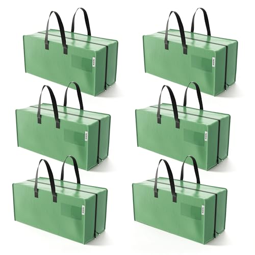 WORKPRO 6 Pack Extra Large Moving Bags with Backpack Straps & Handles | Heavy Duty Moving Storage Bags, Green, Double Zippers for Moving, Dorm, Closet Storage, Travel & Space Saving - color: Green, size: 6 Pack