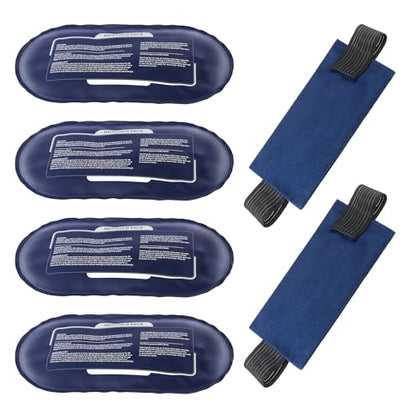 Ice Packs for Injuries Reusable, 4 Pack Hot and Cold Gel Packs and 2 Pack Adjustable Flexible Gel Wraps for Back Shoulders Arms Knees and Legs Injury Recovery, Alleviate Joint and Muscle Pain Relief