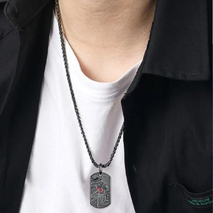 Western Catus/Knights Templar/St Michael/Santa Muerte/Praying Hand/Spartan/Virgin Mary/Tetragrammaton/Wrestlers/Allah Necklace Sterling Silver Dog Tag Necklace Christian Jewelry Gifts for Men - style: Knights Templar