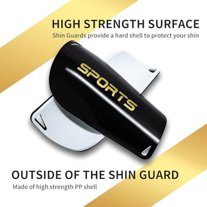 2 Pair Soccer Shin Guards Kids Youth, Shin Pads for 3-15 Years Old Boys and Girls Football Games EVA Cushion Protection Reduce Shocks and Injuries Lightweight Equipment - color: Black and Blue, size: Large