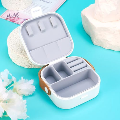 Silicone Jewelry Boxes Present Box,PU Leather Travel Jewelry Case,Mini Jewelry Box Travel Jewelry Box Jewelry Gift Boxes Necklaces Earrings Bracelets Boxes for Women,White - color: White