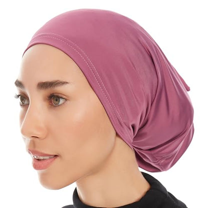 Hijab Caps Underscarf for Women – Black Hijab Cap Underscarf Turban Dreadlocks Tube – Muslim Accessories Headscarf - color: Lila
