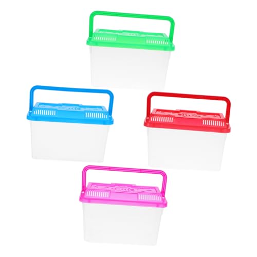 4Pcs Portable Breeding Box for Reptiles Mini Aquarium with Bright Lids Lightweight Travel Fish Tank for Turtles Hamsters and Small Pets Versatile Pet Container