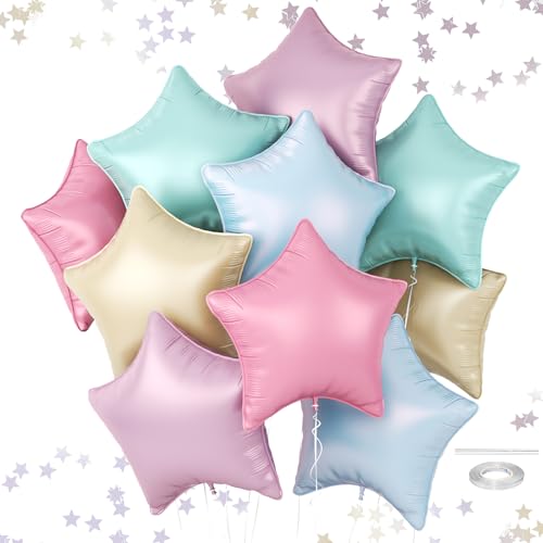 Pastel Star Balloons, 18 Inches Colorful Star Foil Balloon for Helium - color: Retro Pastel