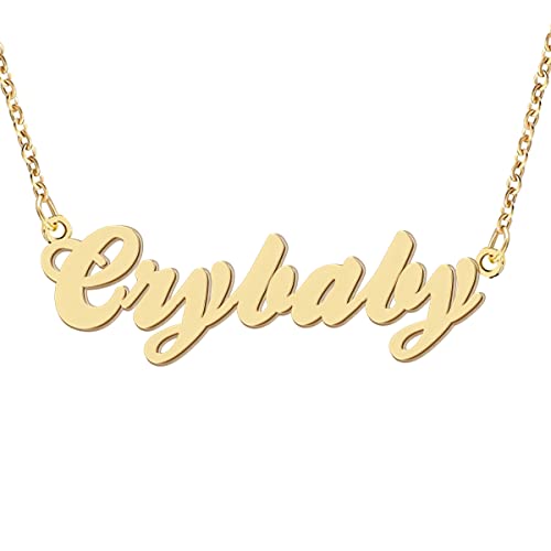 Name Necklace Personalized Engraved Name Pendant for Womens Friends - style: Crybaby - Gold