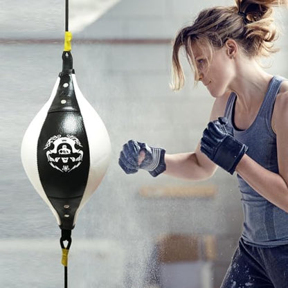 Speed Bag Stable Speed Reactive Full Body Boxing | Speed Training Boxing Ball for Home Gym, Indoor Fitness, Punching Bag Workout, Men Women Stress Relief, Cardio - color: Black and white