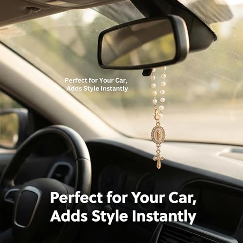 Steering Wheel Charm Cross Car Rosary for Rearview Mirror, Catholic Gift - style: B
