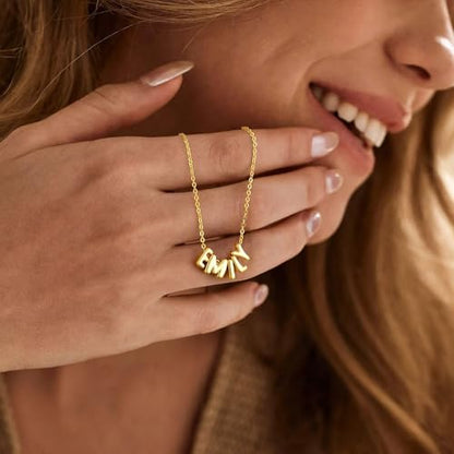 M MOOHAM Mothers Day Gifts - Custom Name Necklace 14K Gold Plated Necklace Personalized Monogram Pendant Name Necklaces for Women Trendy Jewelry Gifts for Women Mom Her Birthday Gifts - style: Ellie