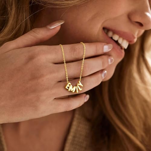 M MOOHAM Mothers Day Gifts - Custom Name Necklace 14K Gold Plated Necklace Personalized Monogram Pendant Name Necklaces for Women Trendy Jewelry Gifts for Women Mom Her Birthday Gifts - style: Brielle