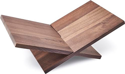 Honygebia Solid Wood Book Stands - Cross Frame Walnut Wooden Book Holder, Open Bookstand for Display and Reading, Suitable for Art, Bible, Cookbook, Easel, Magazine, Textbooks - color: Walnut