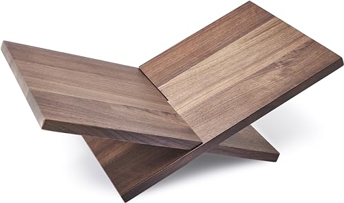 Honygebia Solid Wood Book Stands - Cross Frame Walnut Wooden Book Holder, Open Bookstand for Display and Reading, Suitable for Art, Bible, Cookbook, Easel, Magazine, Textbooks - color: Walnut