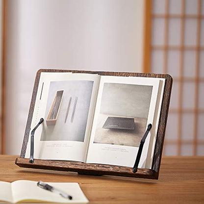 Book Stand with Page Clips, Foldable Reading Rest Holder, Portable Desk Bookrest, Cookbook/Tablet PC/Music Document Stand, Adjustable Wood Reading Frame (Sakura & Rabbit, 13.2 x 9.5 inches) - color: Sakura & Rabbit, size: 13.2 x 9.5 inches