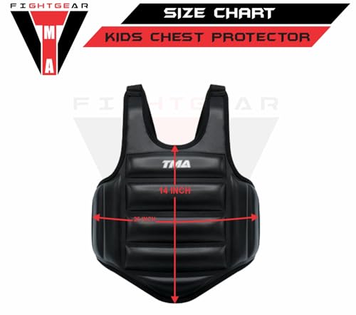 TMA Kids Boxing Belly Pad Chest Guard MMA Body Protector Martial Arts Rib Shield Armour Taekwondo Training (10 to 15 Year Old)