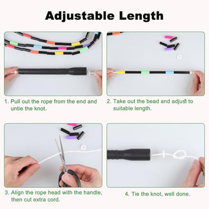 16.5FT Double Dutch Jump Ropes for Adults Kids 2-PACK | Rainbw Long Jump Rope, 1” Beaded Jump Rope for Fitness, Segmented Skipping Ropes for Exercise Training, Tangle-Free - color: Black-2Pcs