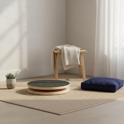 Generic Wooden Waist Rotating Disc Portable Waist Rotator Board Includes Floor Protection Mat Core Twist Disc for Indoor